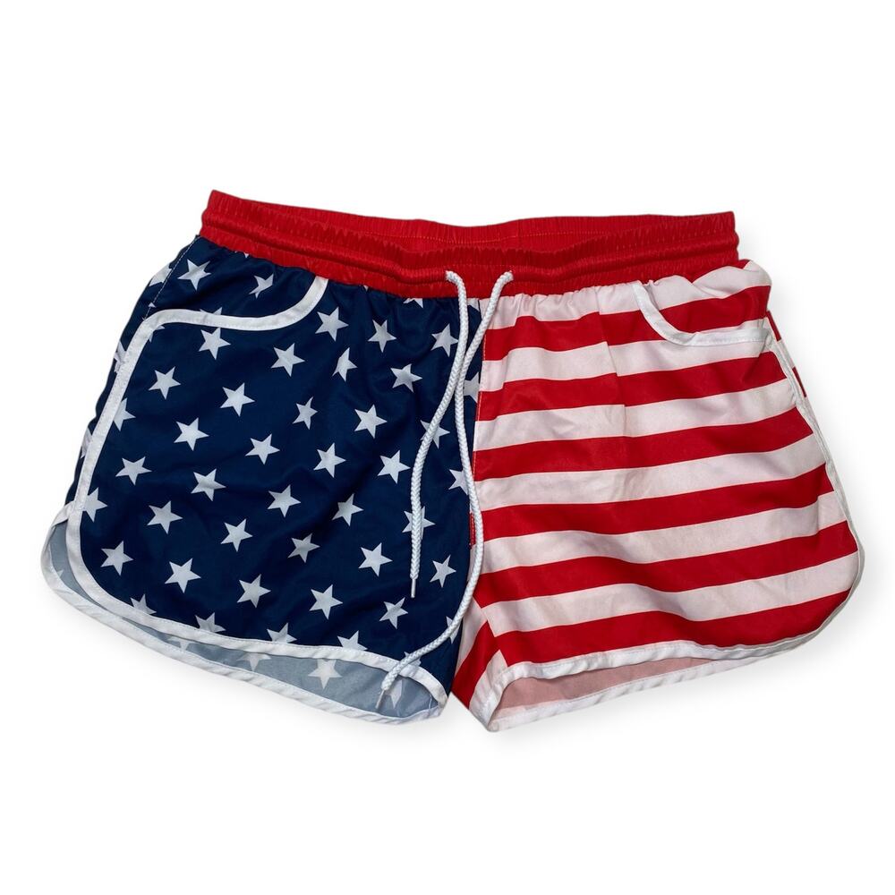 Women’s Medium Running Summer Shorts USA Flag